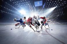 Collage from Hockey Players in Action-Eugene Onischenko-Stretched Canvas
