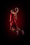 Red Basketball Player in Action in Gym-Eugene Onischenko-Photographic Print