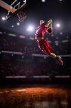 Red Basketball Player in Action in Gym-Eugene Onischenko-Stretched Canvas