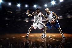 Isolated on Black Basketball Player in Action is Flying High-Eugene Onischenko-Photographic Print