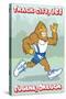 Eugene, Oregon, Bigfoot Jogging, Track City USA-Lantern Press-Stretched Canvas