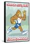Eugene, Oregon, Bigfoot Jogging, Track City USA-Lantern Press-Framed Stretched Canvas