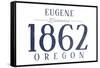 Eugene, Oregon - Established Date (Blue)-Lantern Press-Framed Stretched Canvas