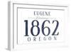 Eugene, Oregon - Established Date (Blue)-Lantern Press-Framed Art Print