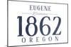 Eugene, Oregon - Established Date (Blue)-Lantern Press-Mounted Art Print