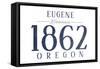 Eugene, Oregon - Established Date (Blue)-Lantern Press-Framed Stretched Canvas