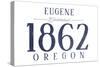 Eugene, Oregon - Established Date (Blue)-Lantern Press-Stretched Canvas