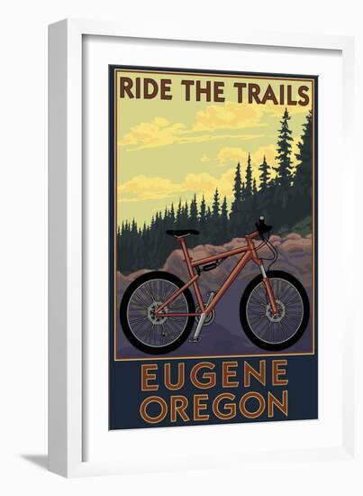 Eugene, Oregon - Mountain Bike-Lantern Press-Framed Art Print