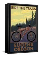 Eugene, Oregon - Mountain Bike-Lantern Press-Framed Stretched Canvas