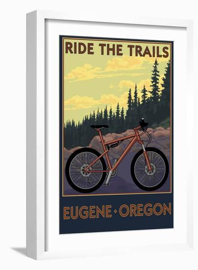 Eugene, Oregon - Ride the Trails-Lantern Press-Framed Art Print