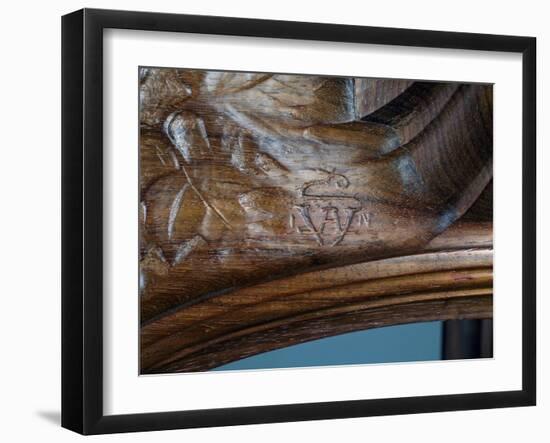 Eugene Vallin's Signature, Detail from Art Nouveau Style Three-Tier Pedestal Table, Ca 1910-Eugene Vallin-Framed Giclee Print