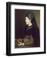 Eugenie Henner in Alsace, Holding a Basket of Apples-Jean Jacques Henner-Framed Giclee Print