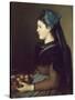 Eugenie Henner in Alsace, Holding a Basket of Apples-Jean Jacques Henner-Stretched Canvas