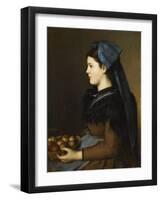 Eugenie Henner in Alsace, Holding a Basket of Apples-Jean Jacques Henner-Framed Giclee Print