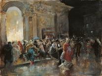 Arriving at the Theatre on a Night of a Masked Ball-Eugenio Lucas Villaamil-Mounted Giclee Print