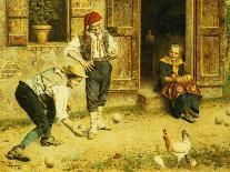 Grandfather's Visit, (Oil on Canvas)-Eugenio Zampighi-Giclee Print