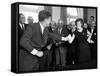 Eunice Shriver Receives a Signing Pen from Her Brother, President John Kennedy-null-Framed Stretched Canvas