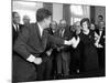 Eunice Shriver Receives a Signing Pen from Her Brother, President John Kennedy-null-Mounted Photo