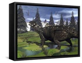 Euoplocephalus Dinosaur Walking in the Mountain-Stocktrek Images-Framed Stretched Canvas
