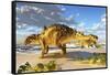 Euoplocephalus Dinosaurs Munch on Melons on an Ocean Beach-Stocktrek Images-Framed Stretched Canvas