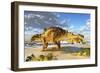 Euoplocephalus Dinosaurs Munch on Melons on an Ocean Beach-Stocktrek Images-Framed Art Print