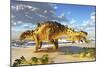 Euoplocephalus Dinosaurs Munch on Melons on an Ocean Beach-Stocktrek Images-Mounted Art Print