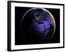 Eurasia and Africa at Night, Satellite Image-null-Framed Photographic Print