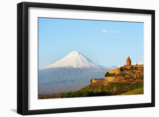 Eurasia, Caucasus Region, Armenia, Khor Virap Monastery; Lesser Ararat Near Mount Ararat in Turkey.-Christian Kober-Framed Photographic Print