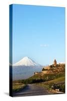 Eurasia, Caucasus Region, Armenia, Khor Virap Monastery; Lesser Ararat Near Mount Ararat in Turkey.-Christian Kober-Stretched Canvas