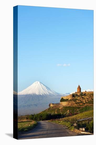 Eurasia, Caucasus Region, Armenia, Khor Virap Monastery; Lesser Ararat Near Mount Ararat in Turkey.-Christian Kober-Stretched Canvas