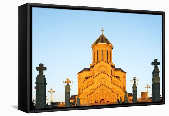 Eurasia, Caucasus Region, Georgia, Tbilisi, Tbilisi Sameda Cathedral-Christian Kober-Framed Stretched Canvas