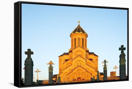 Eurasia, Caucasus Region, Georgia, Tbilisi, Tbilisi Sameda Cathedral-Christian Kober-Framed Stretched Canvas