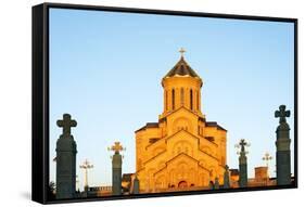 Eurasia, Caucasus Region, Georgia, Tbilisi, Tbilisi Sameda Cathedral-Christian Kober-Framed Stretched Canvas
