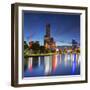 Eureka Tower and skyline at dusk, Melbourne, Victoria, Australia-Ian Trower-Framed Photographic Print