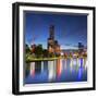 Eureka Tower and skyline at dusk, Melbourne, Victoria, Australia-Ian Trower-Framed Photographic Print