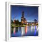 Eureka Tower and skyline at dusk, Melbourne, Victoria, Australia-Ian Trower-Framed Photographic Print