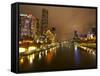 Eureka Tower and Yarra River at Night, Southbank, Melbourne, Victoria, Australia-David Wall-Framed Stretched Canvas