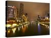 Eureka Tower and Yarra River at Night, Southbank, Melbourne, Victoria, Australia-David Wall-Stretched Canvas