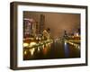 Eureka Tower and Yarra River at Night, Southbank, Melbourne, Victoria, Australia-David Wall-Framed Photographic Print