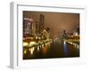 Eureka Tower and Yarra River at Night, Southbank, Melbourne, Victoria, Australia-David Wall-Framed Photographic Print