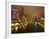 Eureka Tower and Yarra River at Night, Southbank, Melbourne, Victoria, Australia-David Wall-Framed Photographic Print