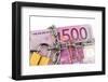 Euro Banknotes with Chain and Padlock-ginasanders-Framed Photographic Print