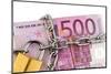 Euro Banknotes with Chain and Padlock-ginasanders-Mounted Photographic Print