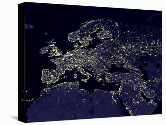 Europe At Night, Satellite Image-null-Stretched Canvas