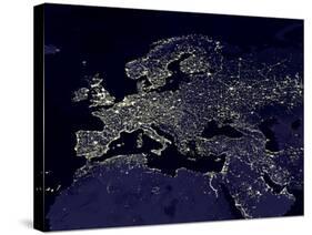 Europe At Night, Satellite Image-null-Stretched Canvas