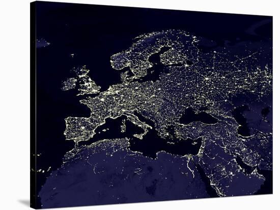 Europe At Night, Satellite Image-null-Stretched Canvas