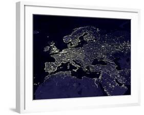 Europe At Night, Satellite Image-null-Framed Photographic Print