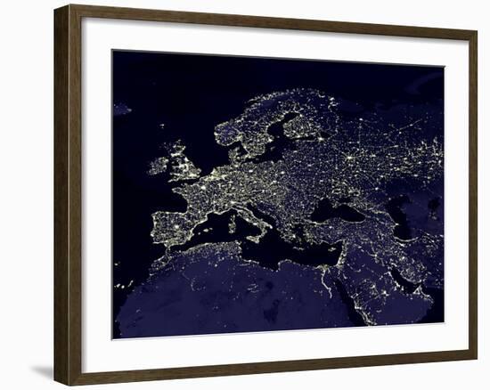 Europe At Night, Satellite Image-null-Framed Photographic Print