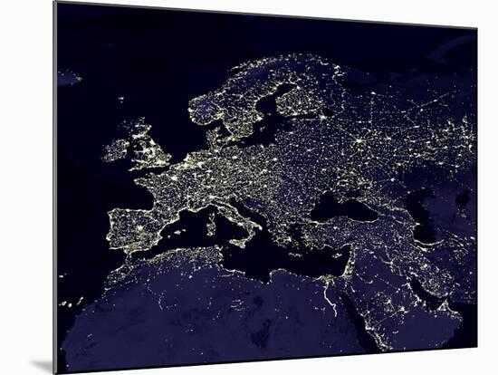 Europe At Night, Satellite Image-null-Mounted Photographic Print