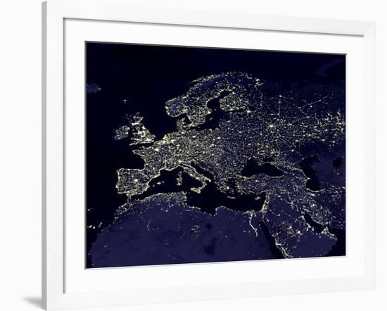 Europe At Night, Satellite Image-null-Framed Photographic Print